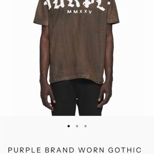 NEW Purple Brand Worn Gothic Wordmark Overdye Tee Men’s Large Graphic Shirt